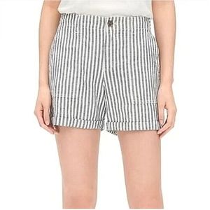 GAP Women's Girlfriend Chino Shorts Blue White Stripes Linen Cotton Blend sz8